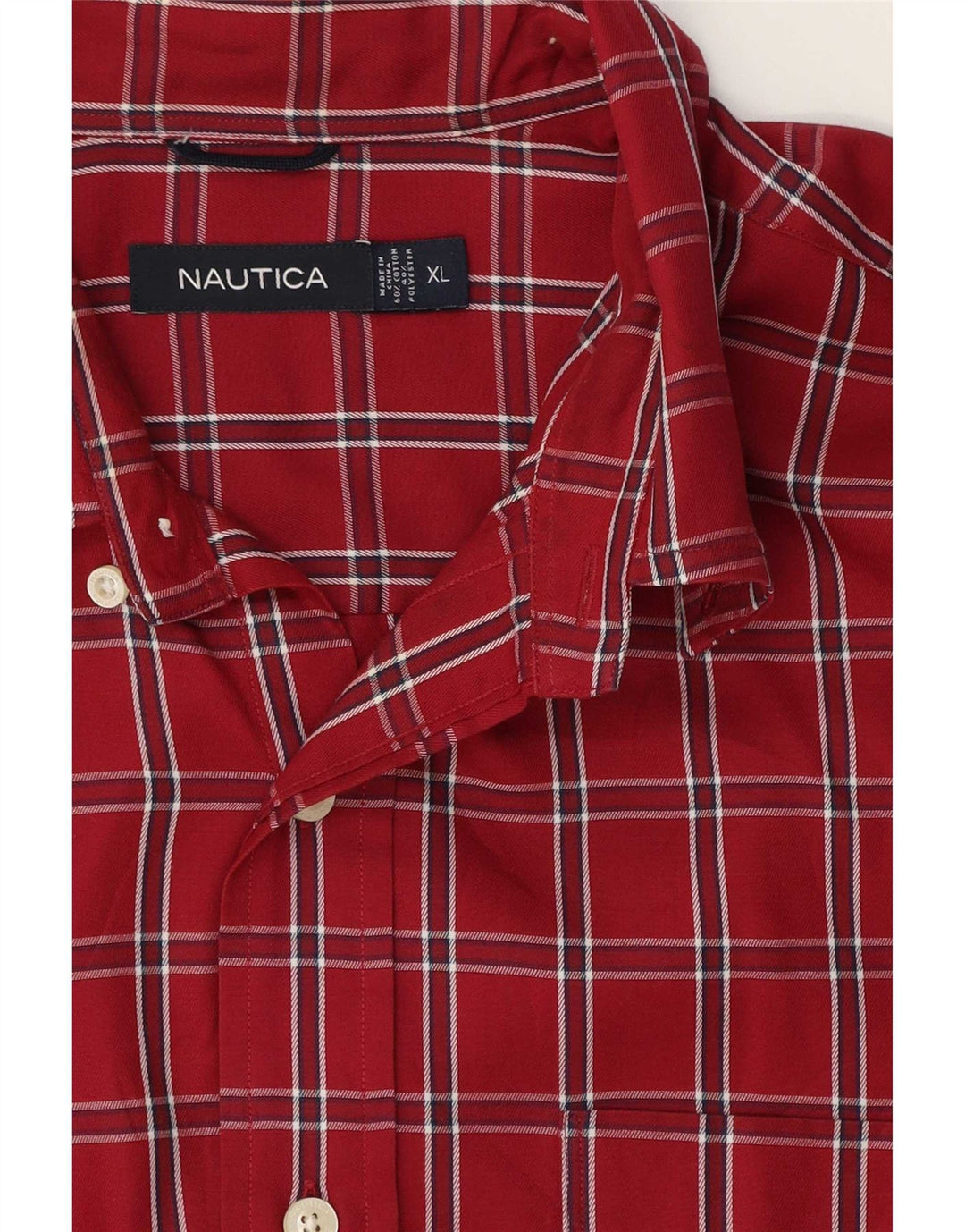Camicia da uomo Nautica XL in cotone a quadri rossi