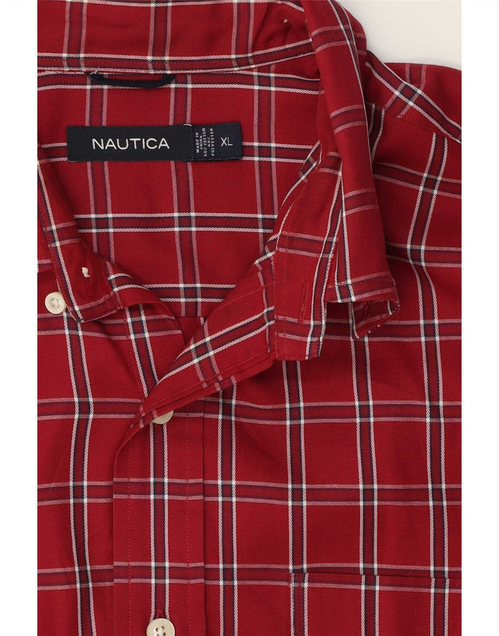 Camicia da uomo Nautica XL in cotone a quadri rossi