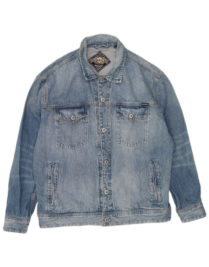 Giacca di jeans da uomo Superdry UK 40 grande cotone blu