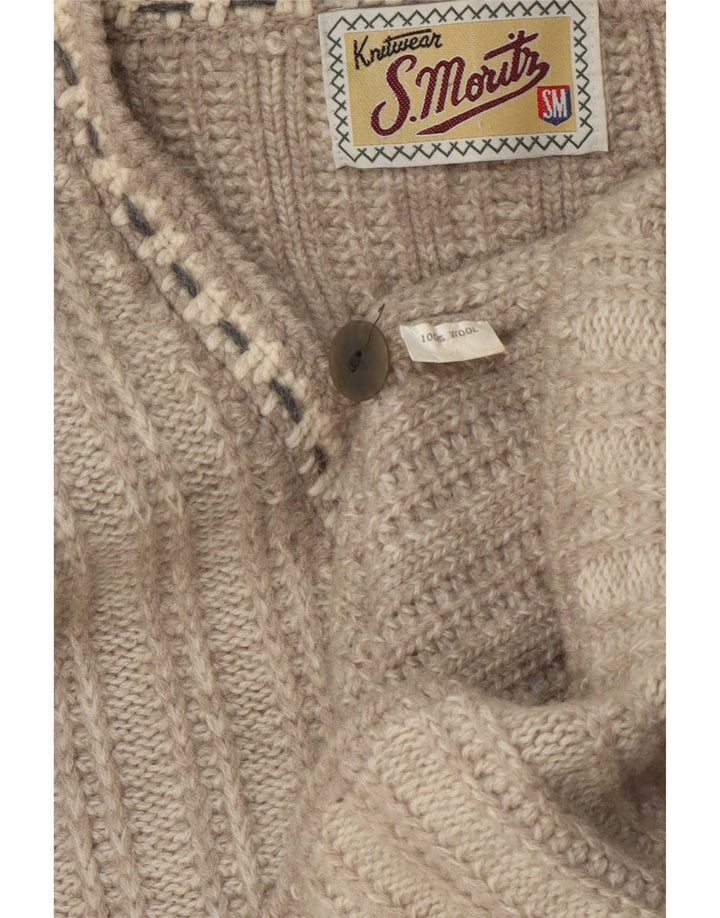 Maglione cardigan ampio da uomo S.Moritz piccolo in lana geometrica beige