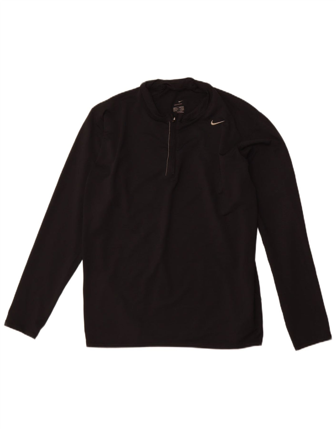 NIKE Top da uomo con zip e collo a maniche lunghe XL nero in poliestere color block sportivo