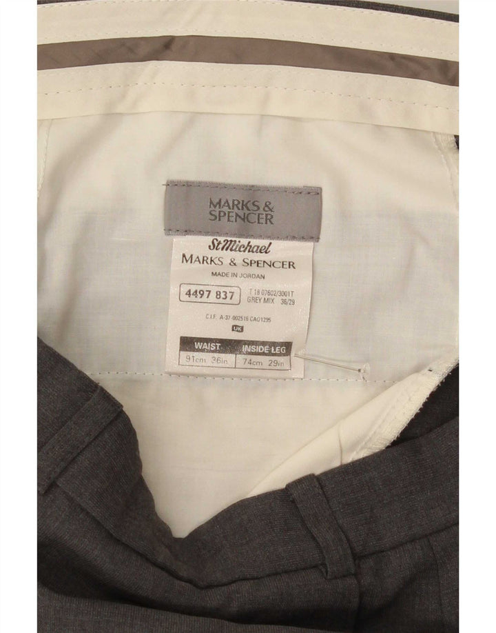 Pantaloni da abito dritti da uomo Marks & Spencer W36 L29 poliestere grigio