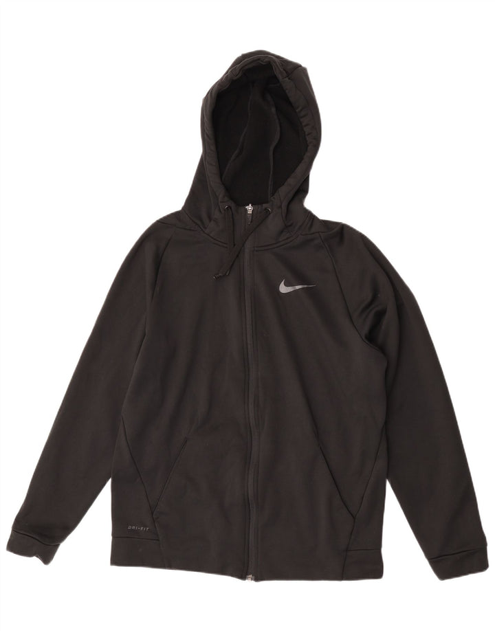 Felpa con cappuccio e zip Nike Dri Fit da uomo in poliestere nero medio