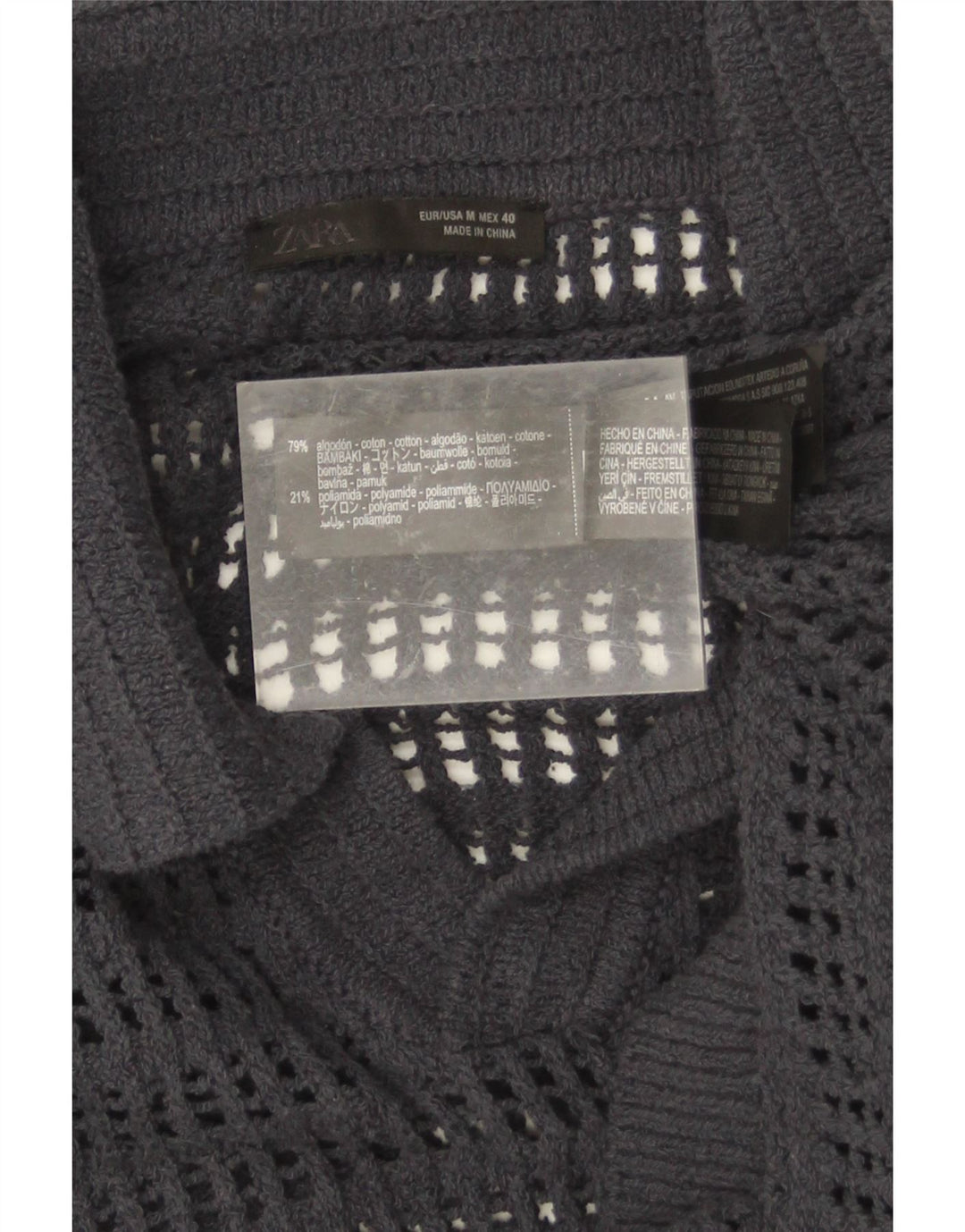 Polo da uomo Zara in cotone grigio medio