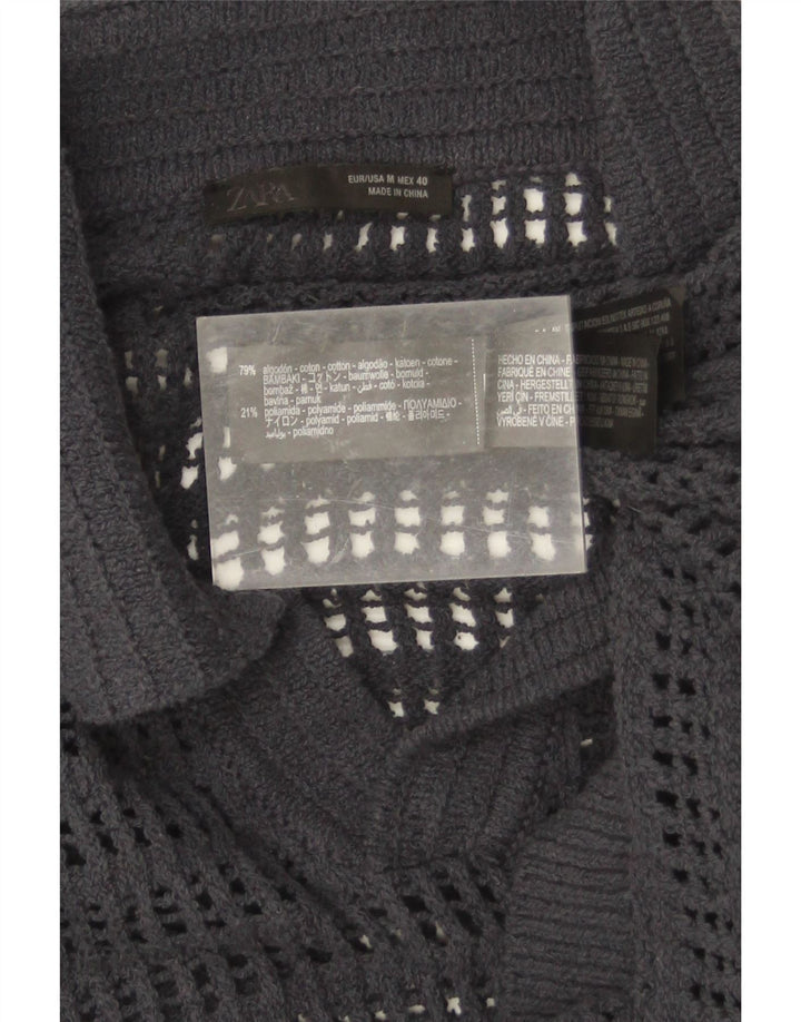 Polo da uomo Zara in cotone grigio medio