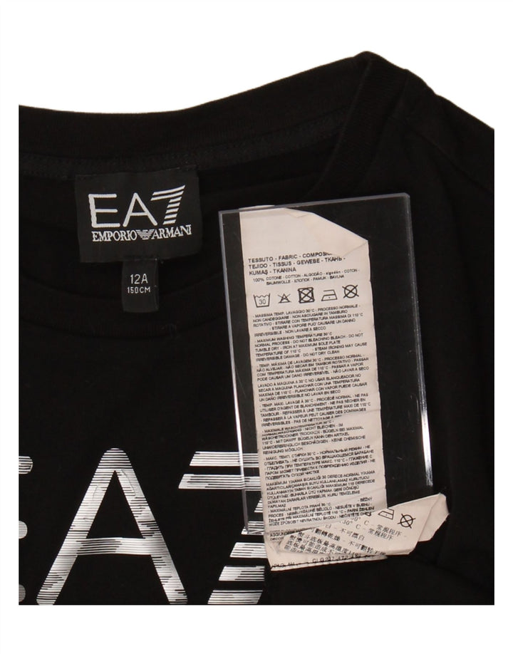 T-shirt grafica per ragazzi EMPORIO ARMANI 11-12 anni in cotone nero