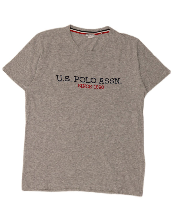 T-shirt grafica da uomo US Polo Assn Top grande in cotone chiazzato grigio