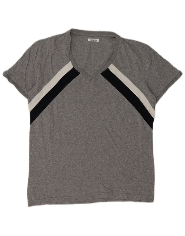 T-shirt da uomo Bikkembergs Top grande in cotone color block grigio
