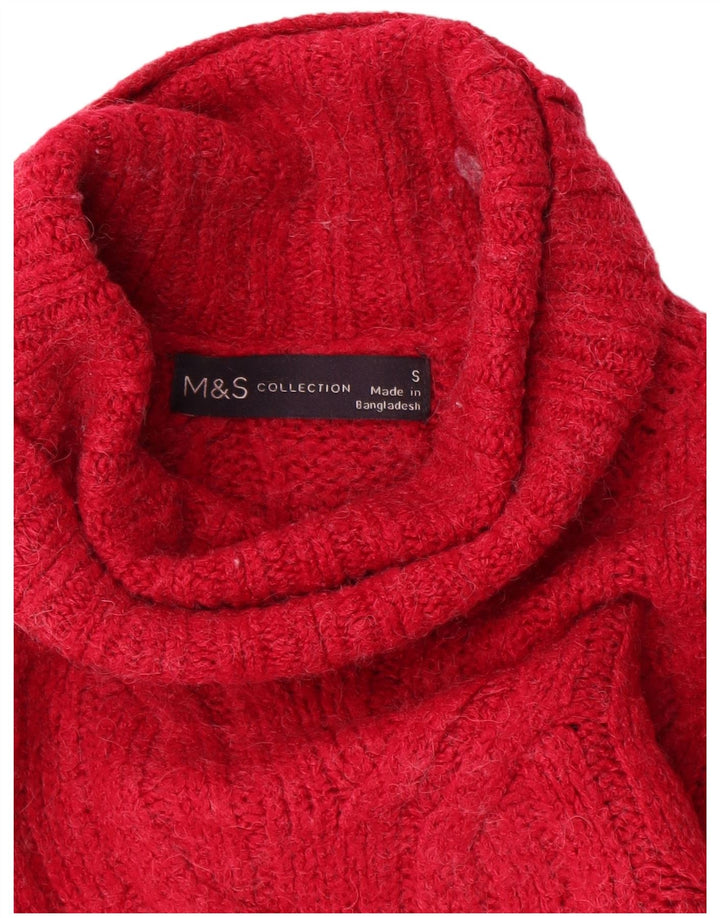 Maglione maglione oversize da donna Marks & Spencer con collo alto UK 10 piccolo rosa