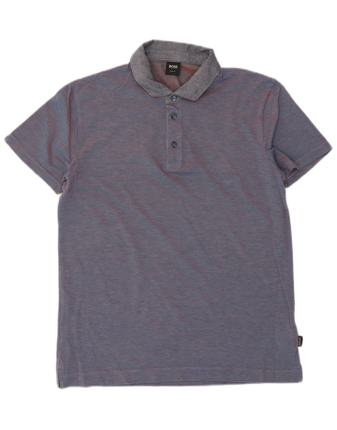 Polo da uomo slim fit Hugo Boss grande in cotone gessato blu navy