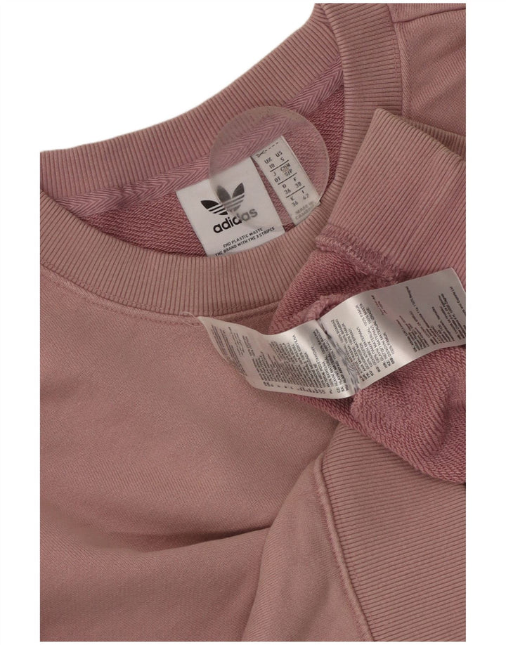 Felpa oversize corta ADIDAS da donna, maglione UK 10, piccolo cotone rosa