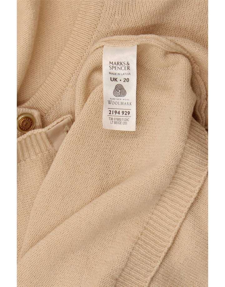 Maglione cardigan da donna Marks & Spencer UK 20 2XL Lana d'agnello beige