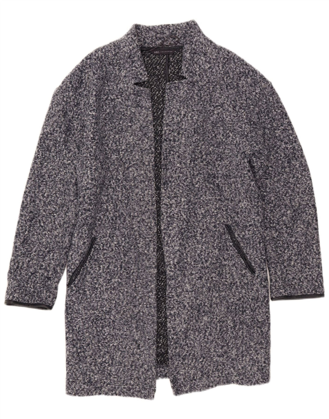 Cappotto da donna Marks & Spencer UK 8 Small Poliestere screziato blu navy