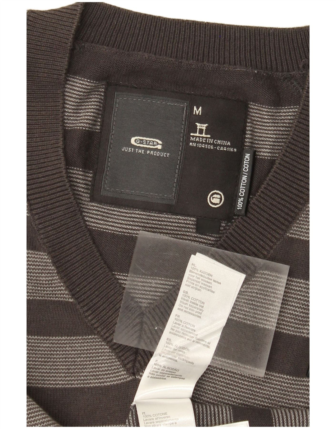 Maglione da uomo con scollo a V G-Star in cotone a righe grigio medio