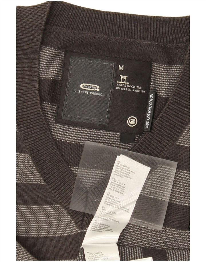 Maglione da uomo con scollo a V G-Star in cotone a righe grigio medio