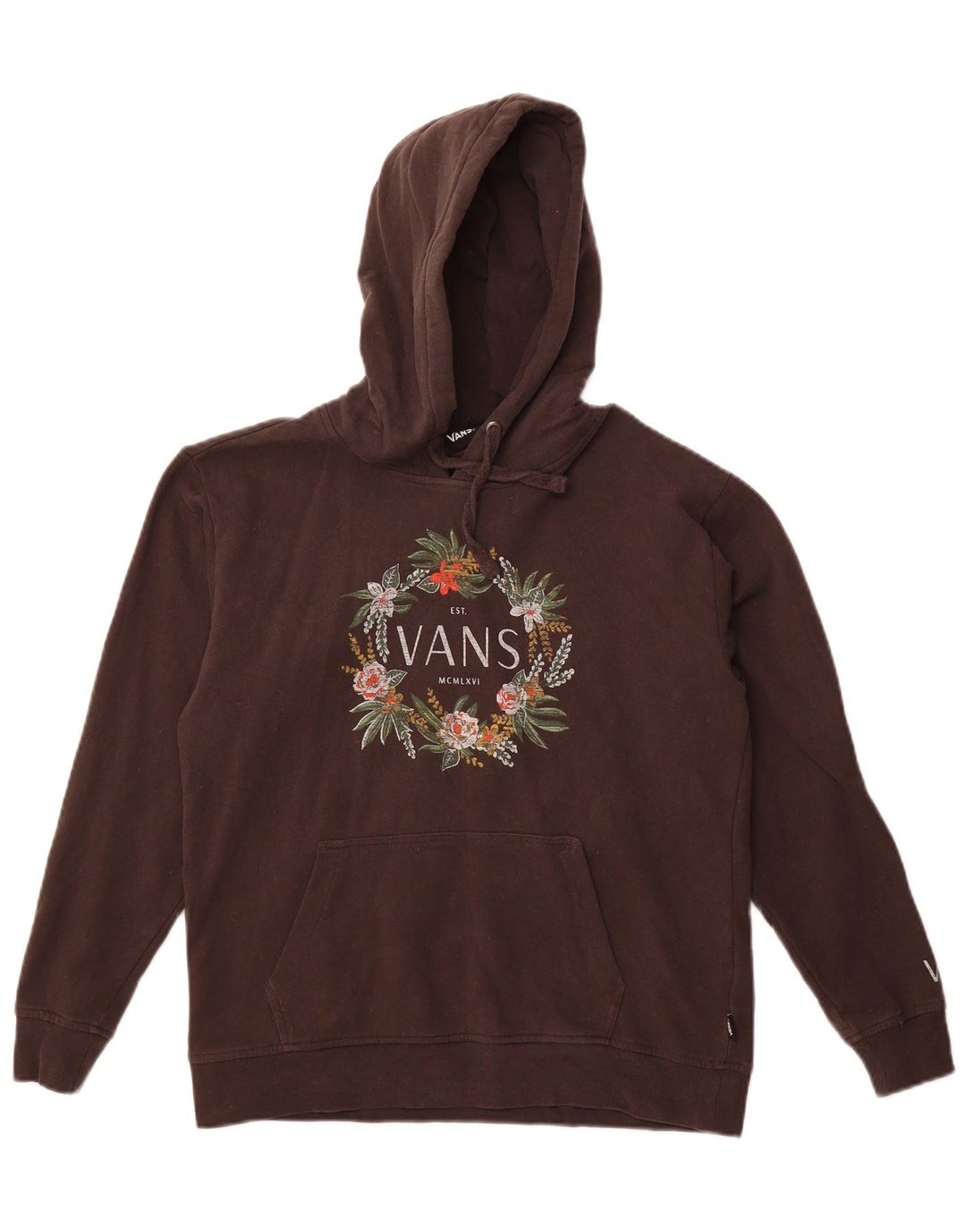 Felpa con cappuccio grafica da donna Vans UK 10 piccola in cotone marrone