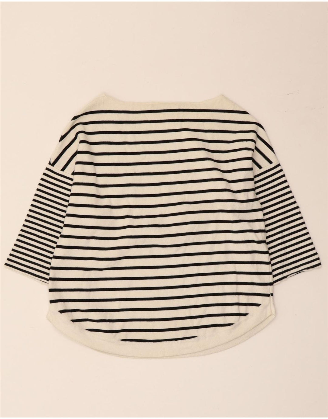 Top Zara da donna manica 3/4 UK 12 viscosa media bianca a righe nautica