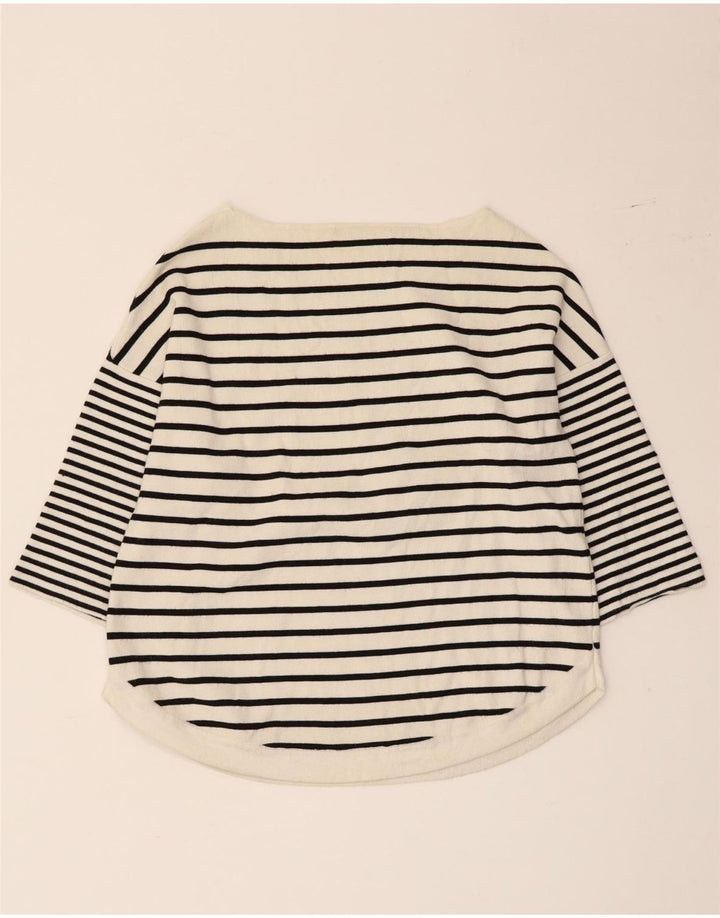 Top Zara da donna manica 3/4 UK 12 viscosa media bianca a righe nautica