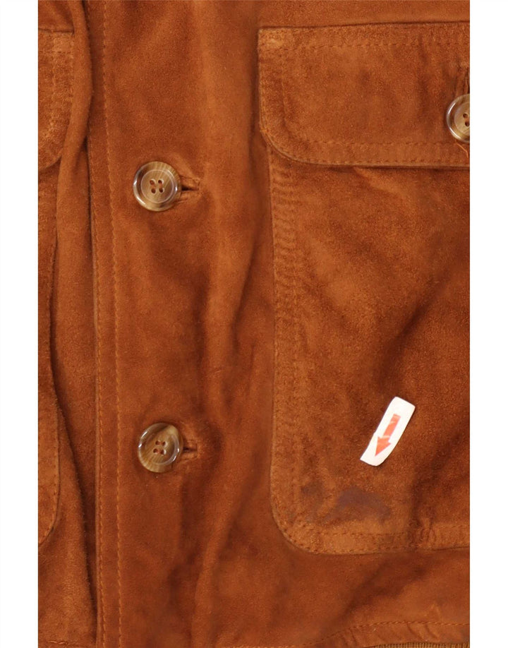Giubbotto bomber vintage in pelle scamosciata da uomo IT 48 Beige medio