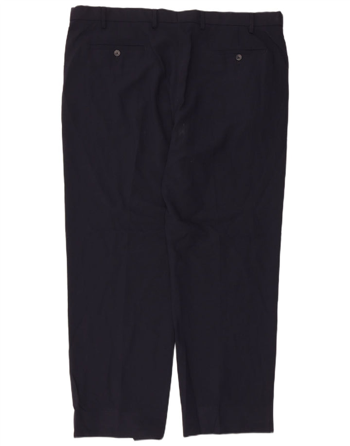 Pantaloni chino regolari da uomo Marks & Spencer W42 L30 poliestere blu navy