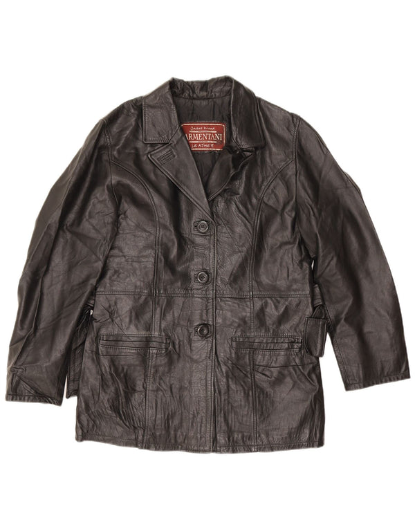 Vintage Womens Leather Jacket UK 14 Medium Black Leather