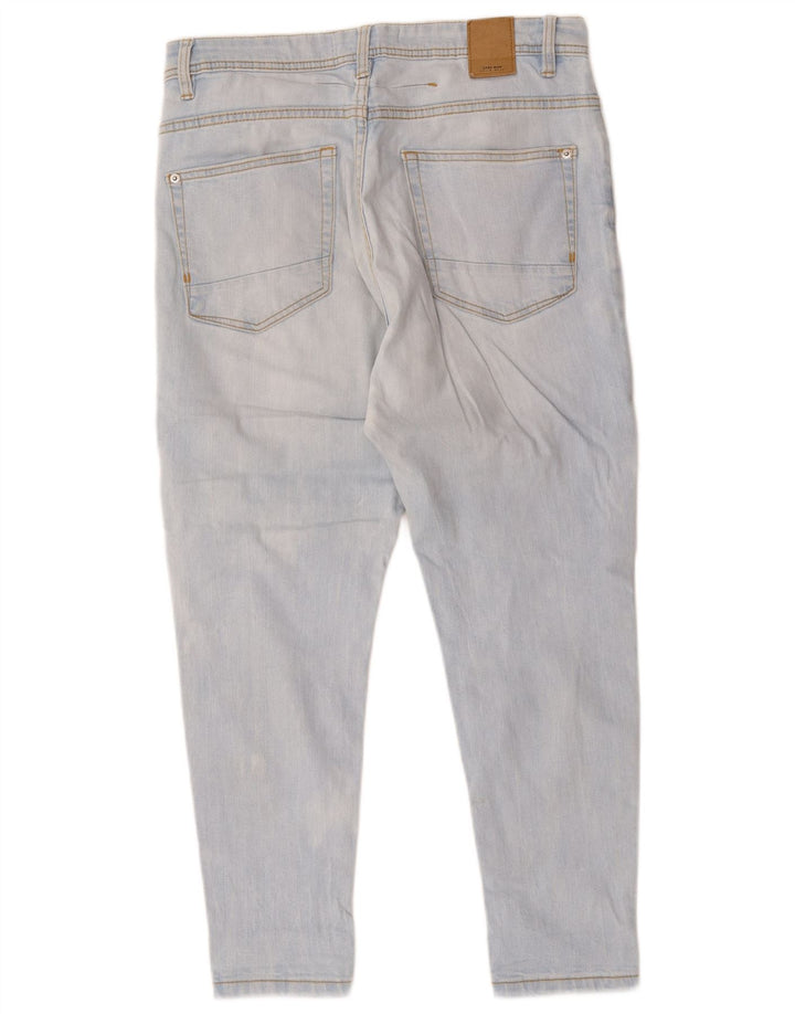 Jeans corti slim invecchiati Zara da donna EU 40 medio W30 L25 cotone blu