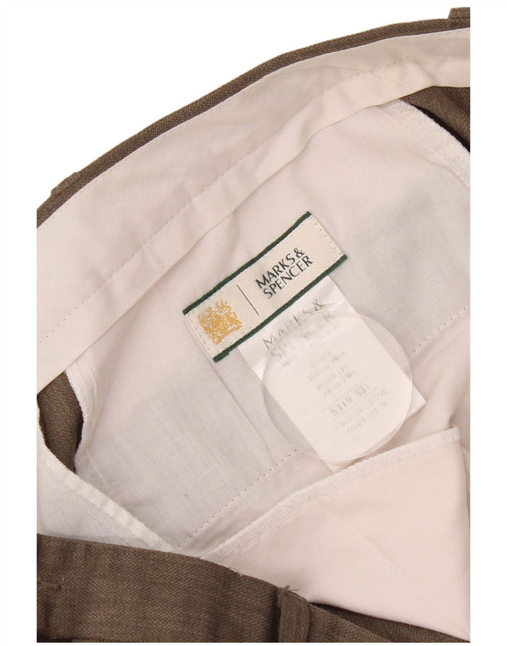 Pantaloni da abito con pegging affusolati da uomo Marks & Spencer W40 L29 poliestere marrone