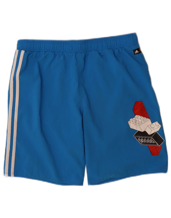 Adidas Boys Graphic Swimming Shorts 15-16 Years Blue Polyester