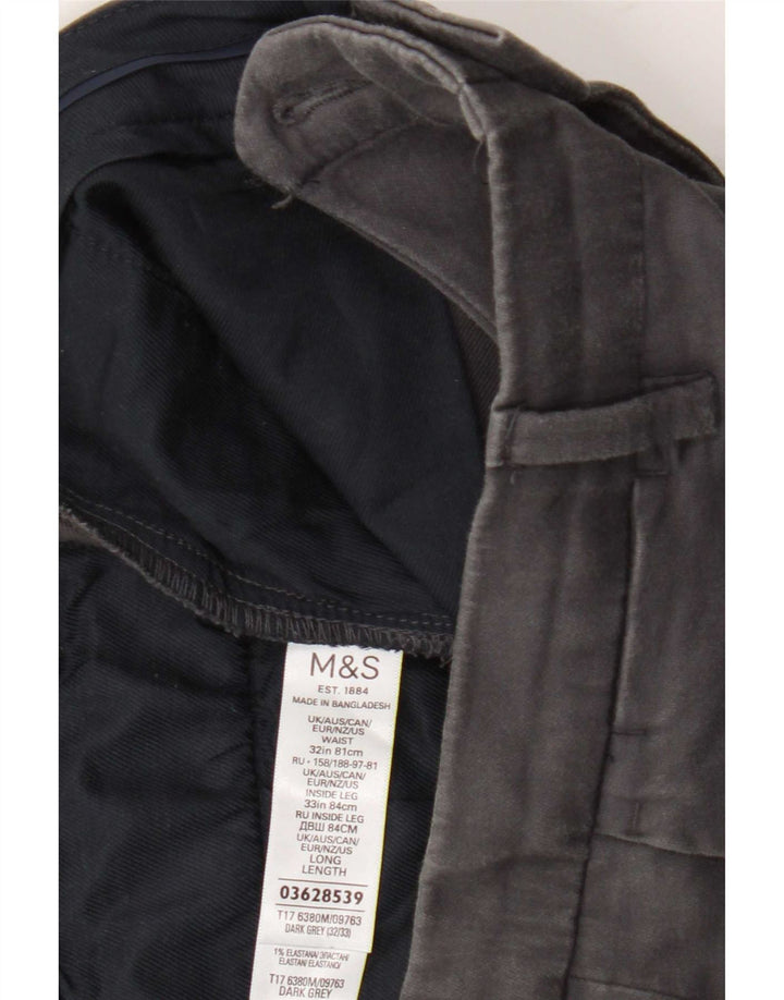 Pantaloni chino slim da uomo Marks & Spencer W32 L33 cotone grigio