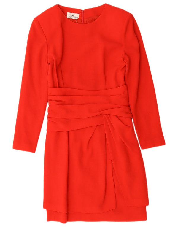 Abito tubino vintage a maniche lunghe da donna UK 10 piccolo rosso