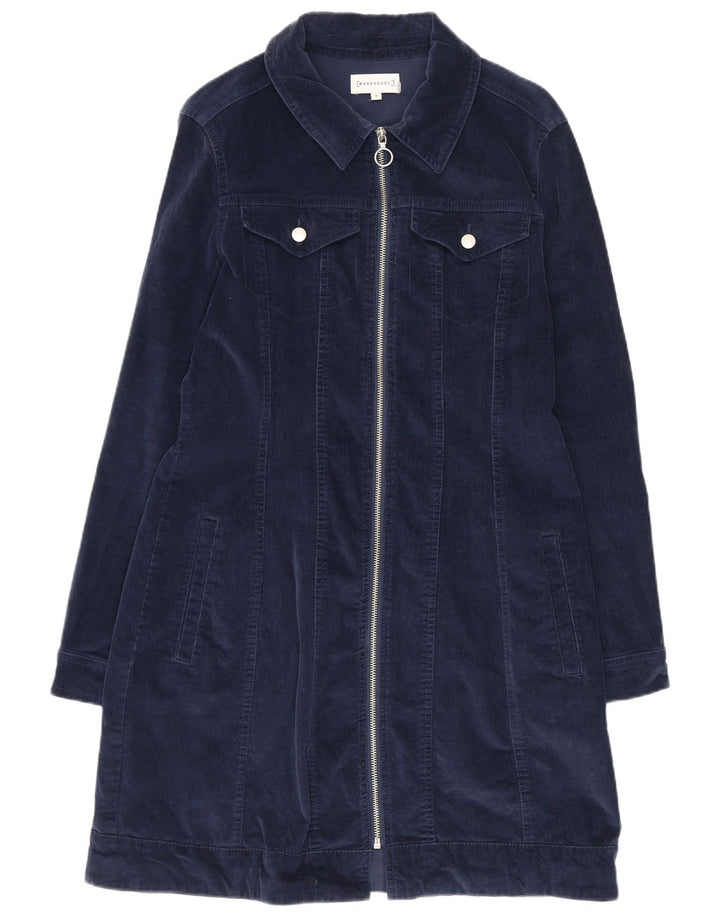 Cappotto da donna in velluto a coste Warehouse UK 14 grande cotone blu navy