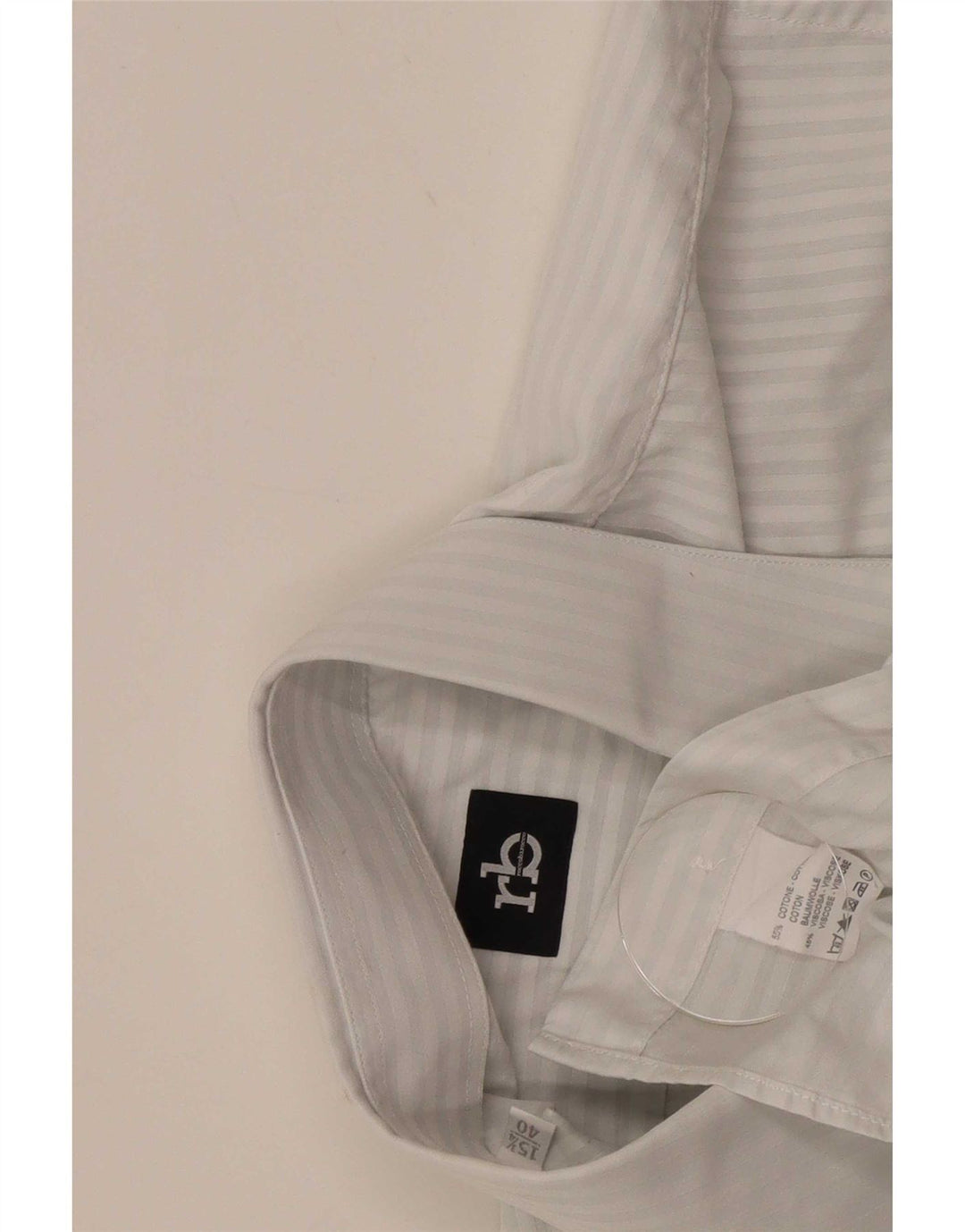 Camicia da uomo Roccobarocco taglia 40 15 3/4 cotone gessato bianco medio