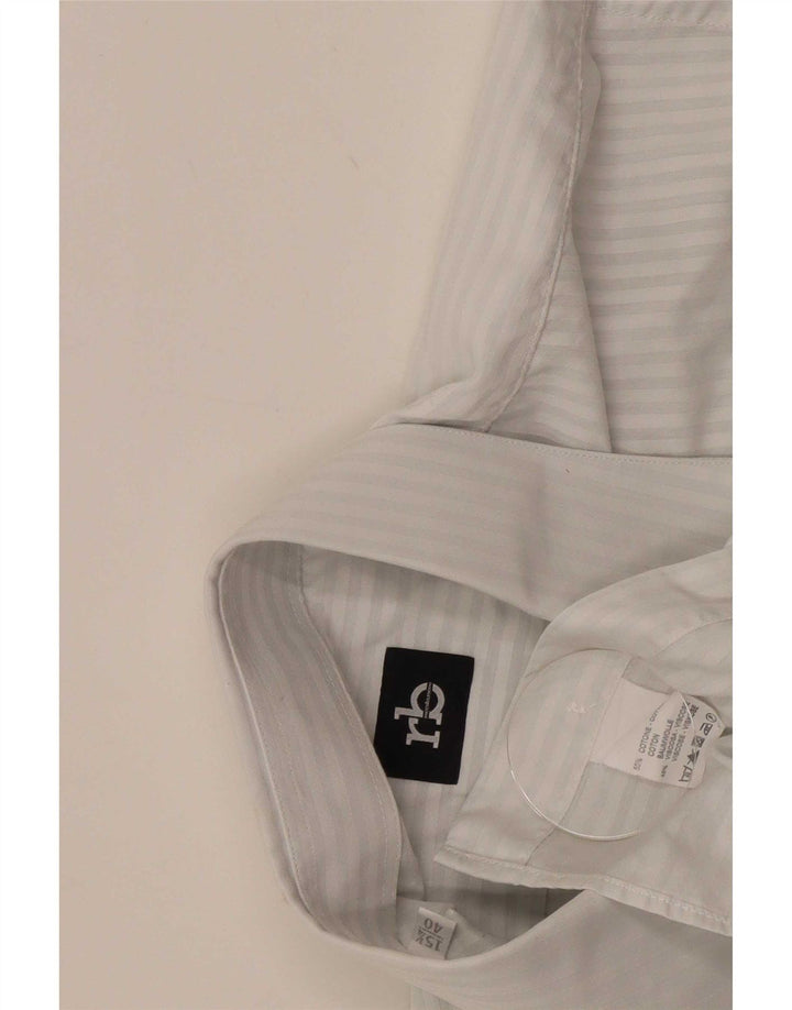 Camicia da uomo Roccobarocco taglia 40 15 3/4 cotone gessato bianco medio