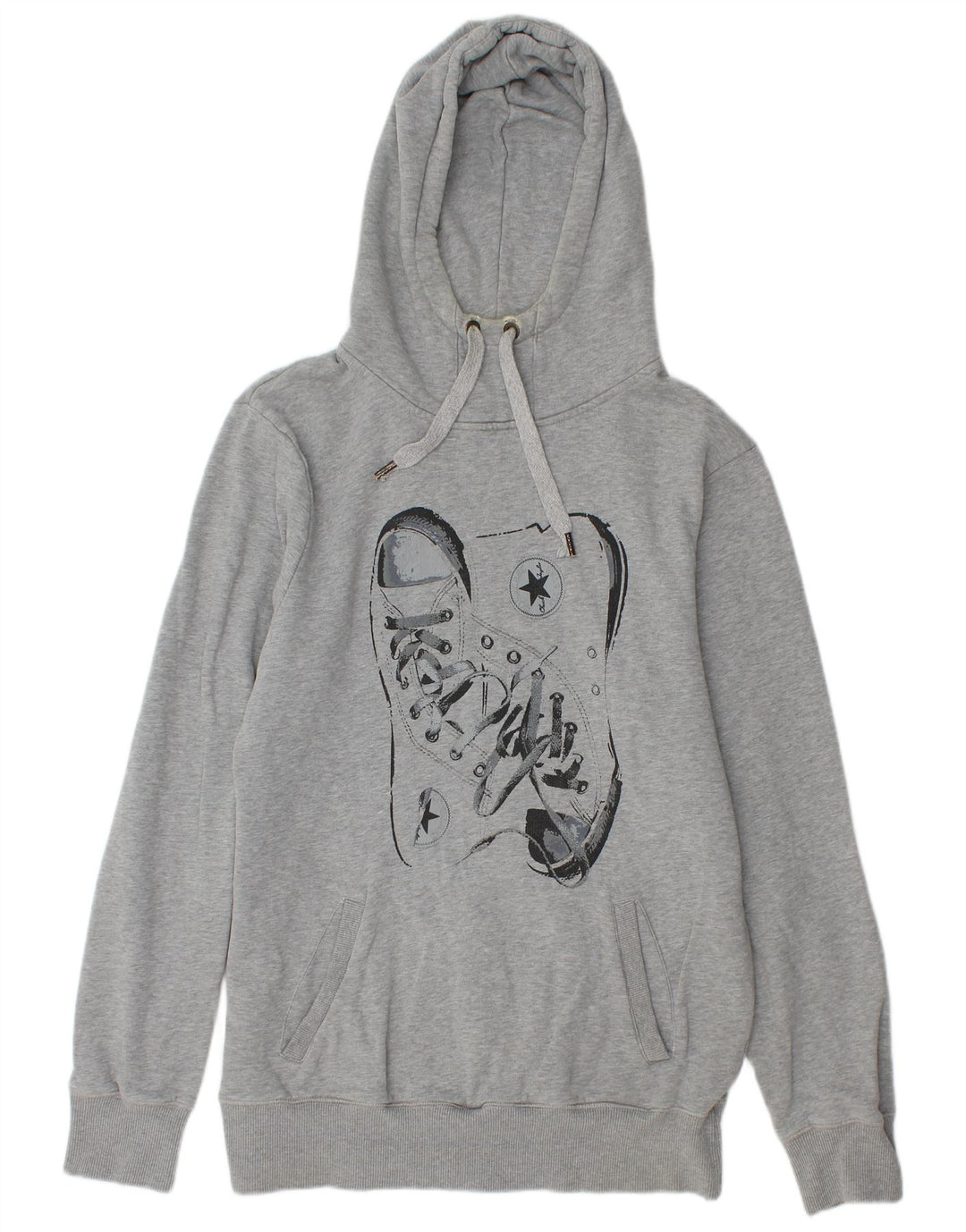 Maglione con cappuccio grafico da uomo Converse in cotone chiazzato grigio medio