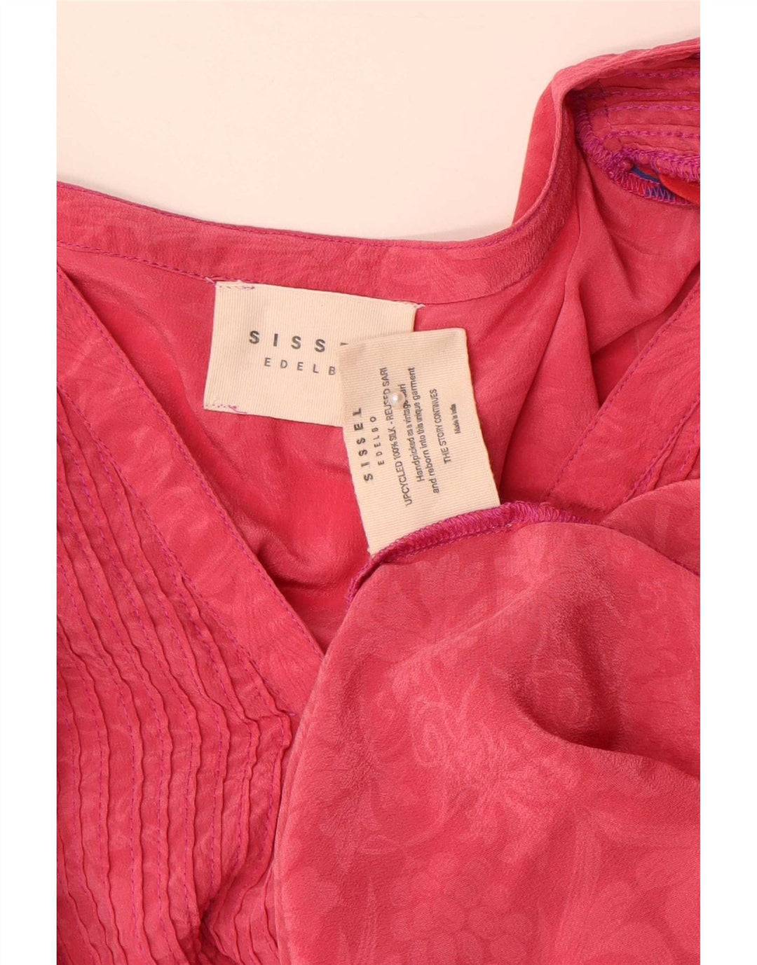 Camicia pullover oversize da donna Sissel Edelbo UK 10 piccola seta floreale rosa