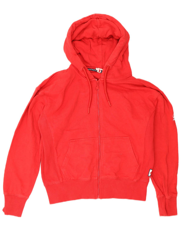 Superdry Womens Zip Hoodie Sweater UK 12 Medium Red Cotton