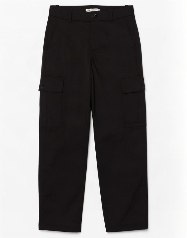 Pantaloni cargo dritti da donna Zara medi W28 L32 neri