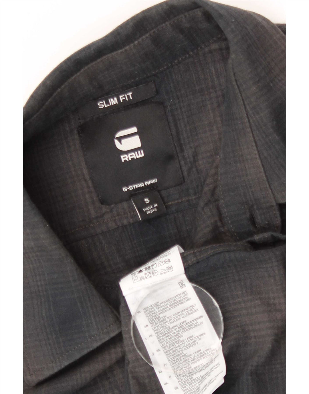 Camicia slim fit da uomo G-Star in cotone a quadri grigi piccoli