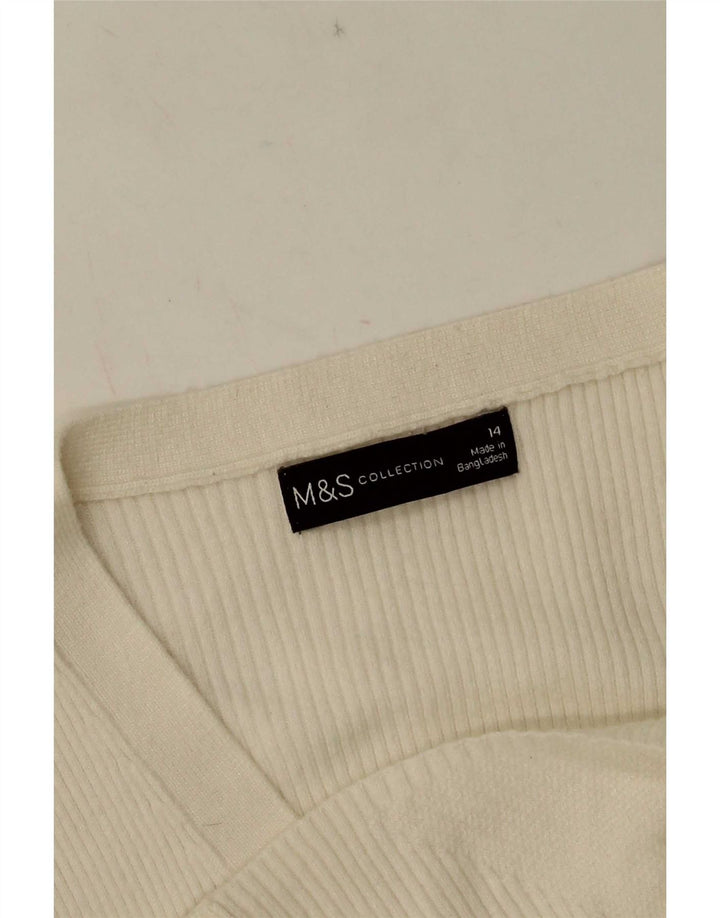 Maglione cardigan da donna Marks & Spencer UK 14 medio bianco
