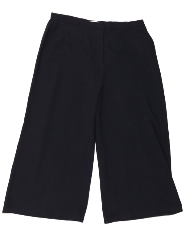 Pantaloni chino a gamba larga da donna Marks & Spencer UK 22 3XL W42 L28 Blu navy