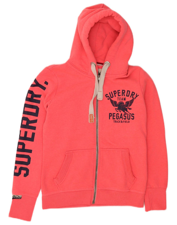 Felpa con cappuccio e zip grafica da donna Superdry UK 12 Medium Pink Sports
