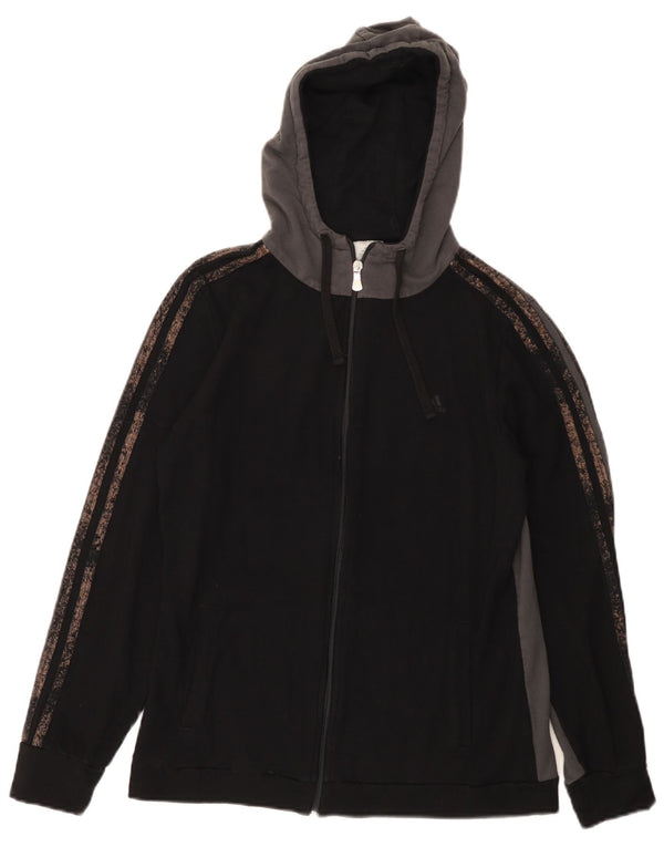 Maglione con cappuccio e zip da donna Adidas UK 10 Small Nero Colourblock Poliestere