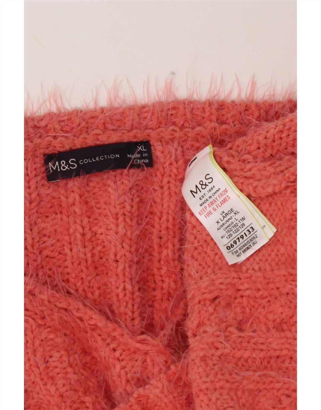 Maglione maglione con scollo a V da donna Marks & Spencer UK 18 XL Poliestere arancione