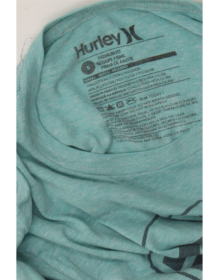 HURLEY T-shirt grafica da uomo con vestibilità premium, piccola, in cotone chiazzato turchese