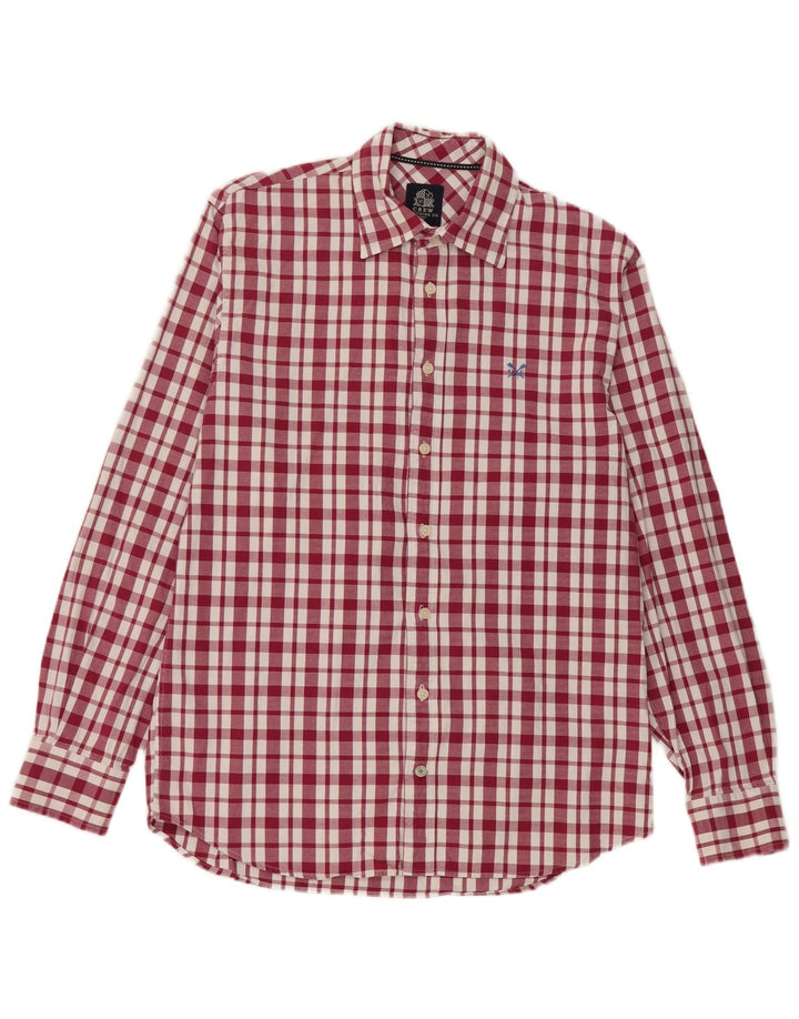 Crew Clothing Camicia da uomo dalla vestibilità classica, in cotone a quadri bordeaux medio