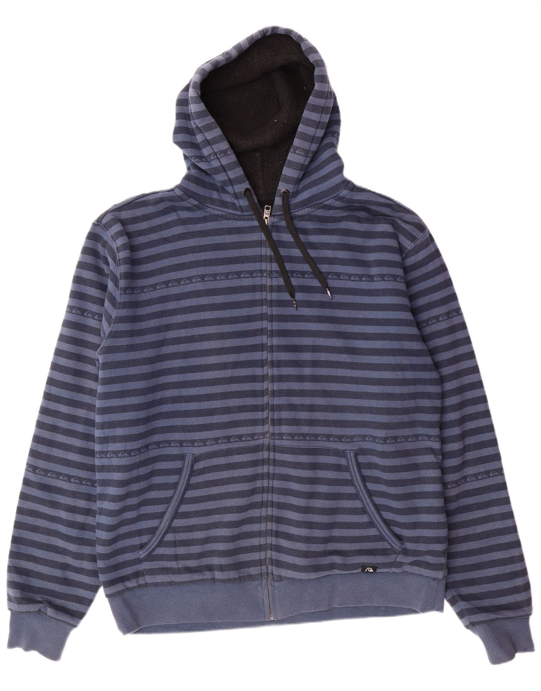Maglione con cappuccio e zip Sherpa da uomo QUIKSILVER XL in cotone a righe blu