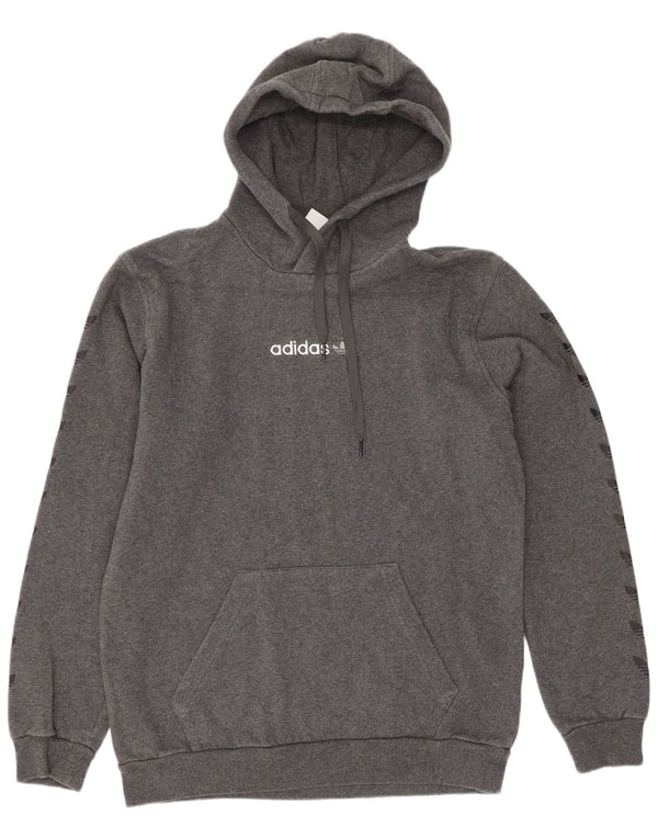 Felpa con cappuccio grafica da uomo Adidas Small in cotone grigio