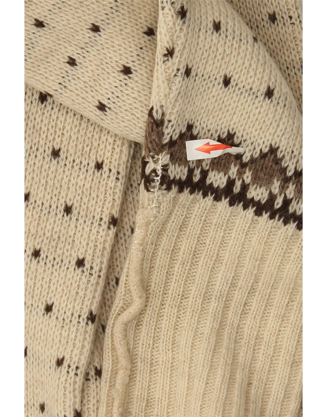 Clipper Maglione cardigan da uomo IT 54 XL Lana Fair Isle bianco sporco