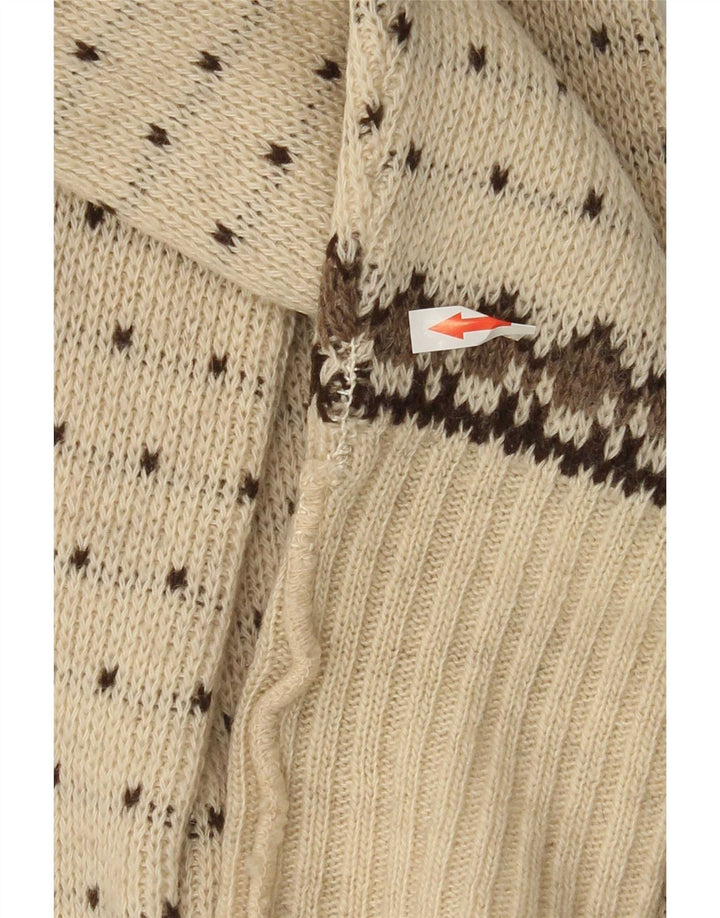 Clipper Maglione cardigan da uomo IT 54 XL Lana Fair Isle bianco sporco