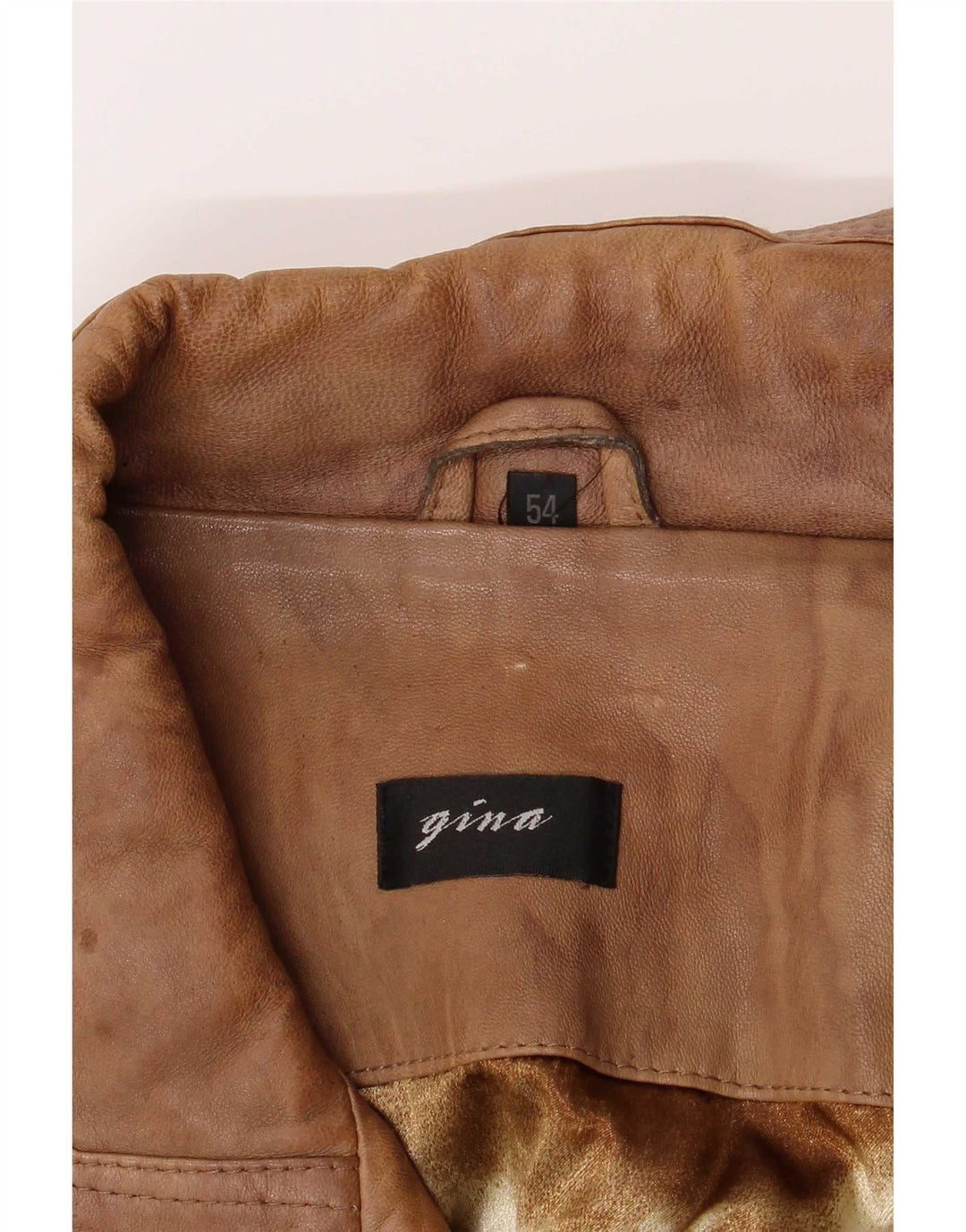 Giacca in Pelle Uomo Gina IT 54 2XL Viscosa Marrone
